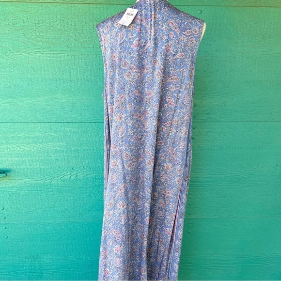 J Jill Sleeveless Flowy V-NECK MAXI Dress Blue Multi Paisley Print Size 2X NWT - Picture 3 of 6